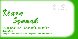 klara szamak business card